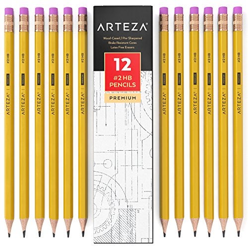 ARTEZA HB Pencils #2, Pack of 12, Wood-Cased Graphite Pencils in Bulk, Pre-Sharpened, Office and School Supplies for Exams, Classrooms, Students - Image 1