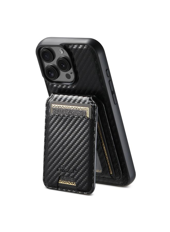 Suteni Case For iPhone 15 Pro Max TXWH18 Carbon Fiber Texture Detachable Wallet MagSafe Phone Case - Image 1