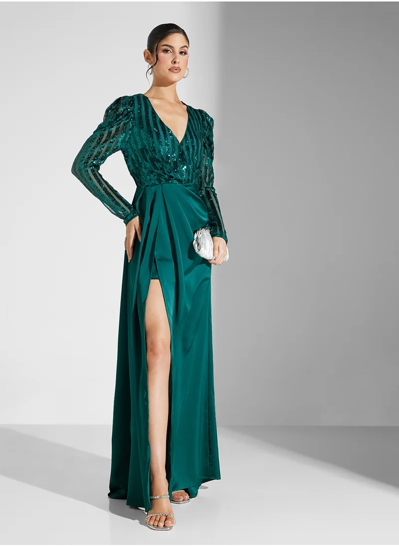 فيرجوس لاونج V-Neck Side Slit Dress