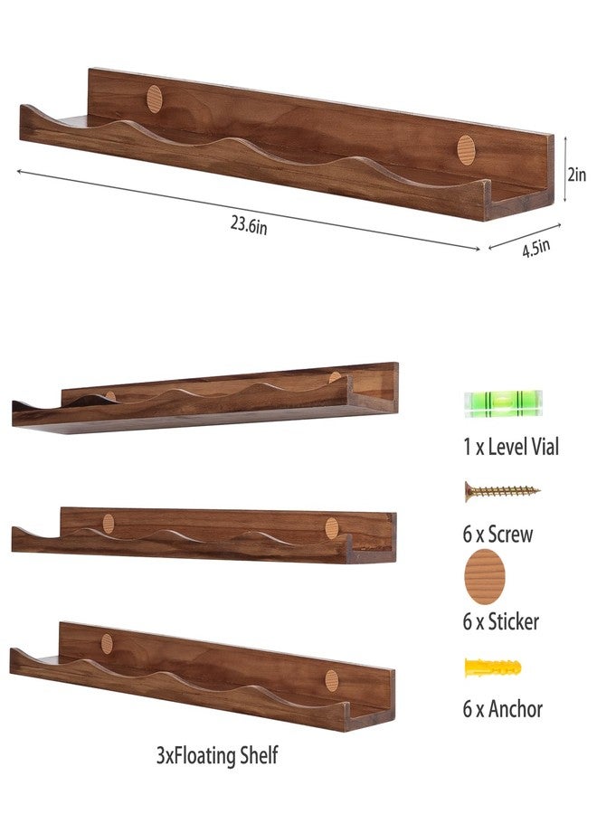 AZSKY Floating Bookshelf for Kids, Floating Shelves for Wall Cloud Picture Ledge Shelf Walnut 23.6 Inches Nursery Book Shelves Set 3, Baby Book Shelf for Toddler Room, Baby Room, Nursery Decor - Image 4