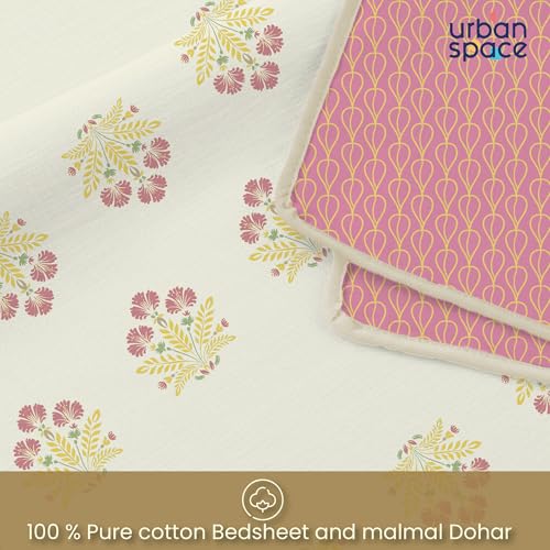 Urban Space 100% Cotton AC Comforter/Blanket/Duvet for Double Bed with 1 Cotton Double Bedsheet with 2 Pillow Covers (4 Piece Bedding Set, Malhaar Mustard Yellow) - Image 4