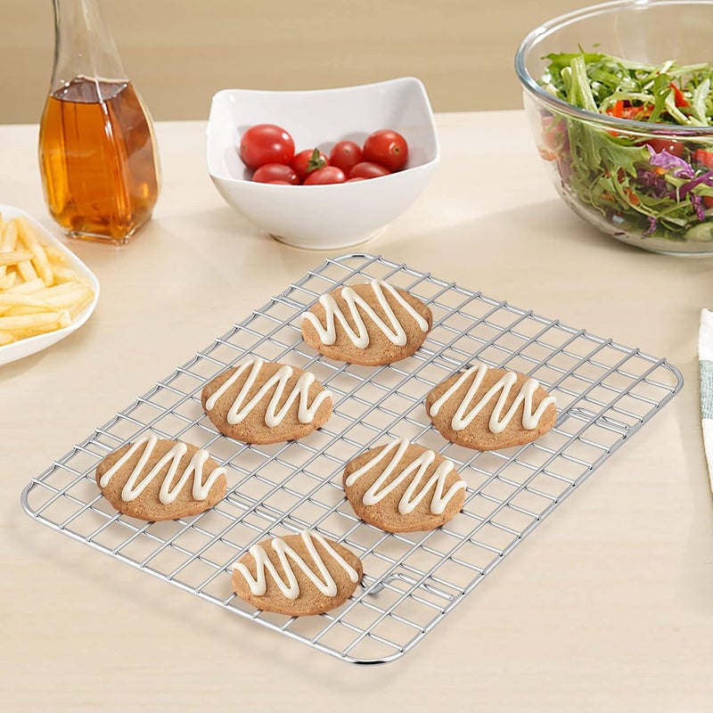 TeamFar Mini Cooling Rack Set of 2, Stainless Steel 8.75’’ x 6.25’’ Toaster Oven Grid Rack for Baking Roasting Broiling Grilling, Bakeable Rack for Cookies, Non-Toxic & Heavy Duty, Dishwasher Safe - Image 4