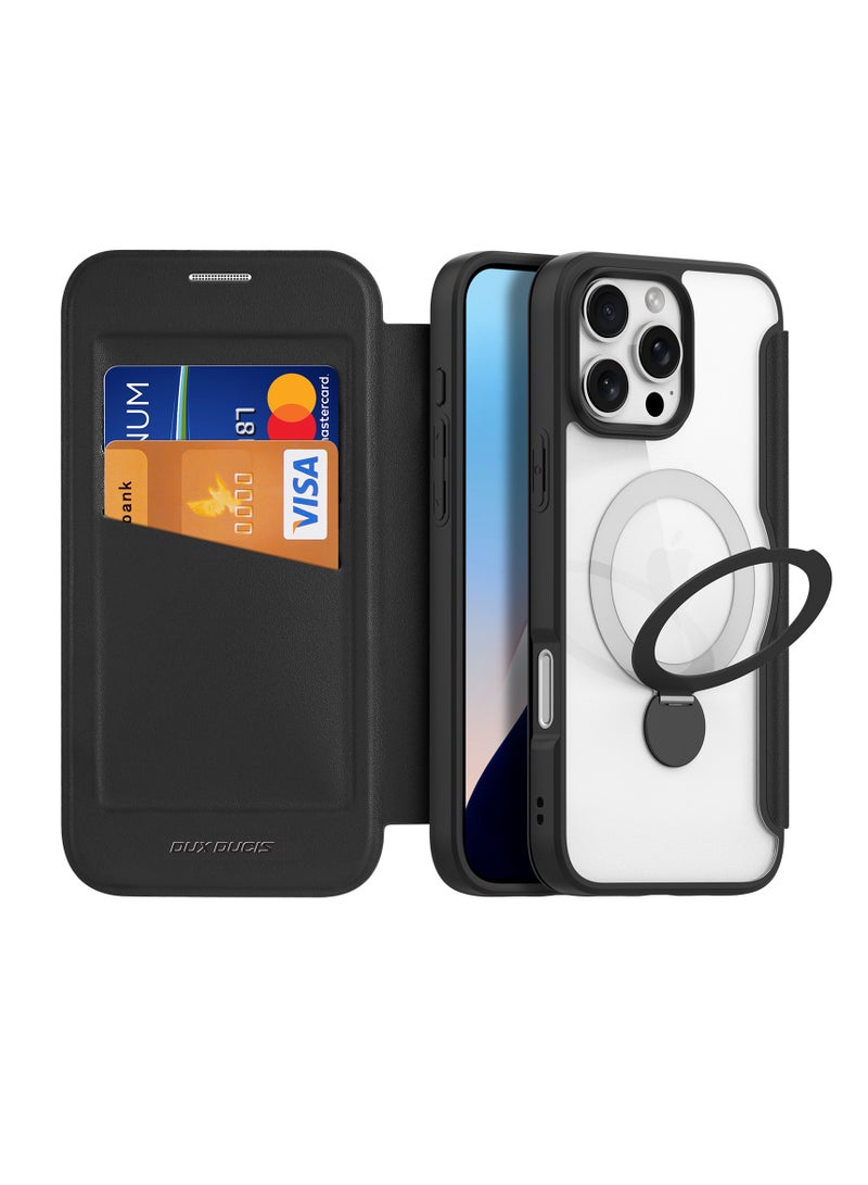 Aookay Case for iPhone 16 Pro Max Case Wallet Compatible with Magsafe, Shockproof Full Protective Flip Folio Wallet Case with RFID Blocking Card Slot PU Leather Cover for iPhone 16 Pro Max (Black)  - Image 1