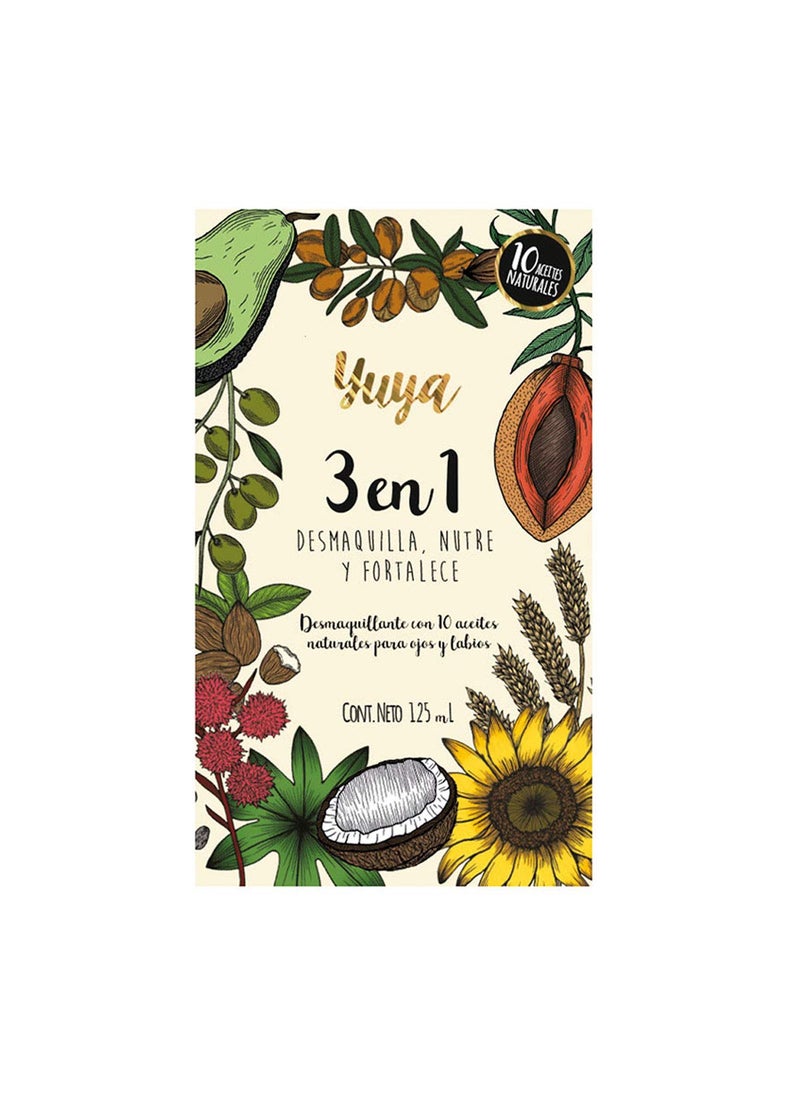 YuYa - Yuya 3 in 1 Bifasic Makeup Remover - Nourish, Hydrate and Strengthen with 10 Natural Oils. Remove Waterproof Makeup without Irritation. 125ml Bottle. Shake Before Use - Image 1