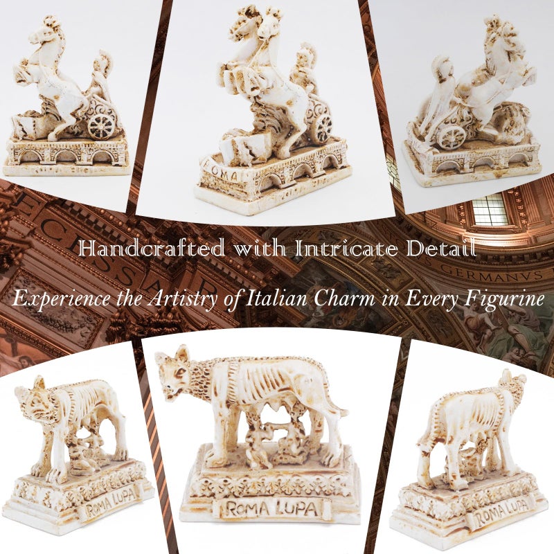 TAC IBEX Italian Rome Decorations Colosseum Leaning Tower of Pisa Rome Wolf Desktop Decor Ornament Gift Ancient Arena Amphitheatre Roman Tanks Building Sculpture Set of 4 - Image 5