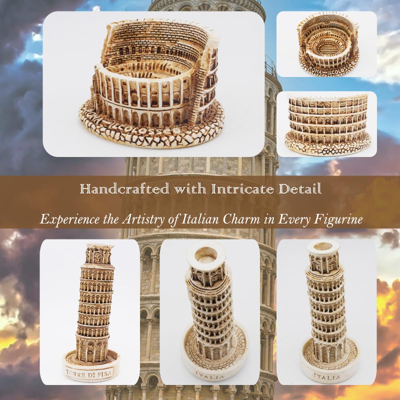 TAC IBEX Italian Rome Decorations Colosseum Leaning Tower of Pisa Rome Wolf Desktop Decor Ornament Gift Ancient Arena Amphitheatre Roman Tanks Building Sculpture Set of 4 - Image 4