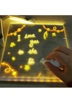 RATSAW LED Note Board with Colors Acrylic Dry Erase Board with Light DIY Light up Dry Erase Board with Stand as a Glow Memo LED Letter Message Board Note Drawing Glass Led Board White Board  - Image 4