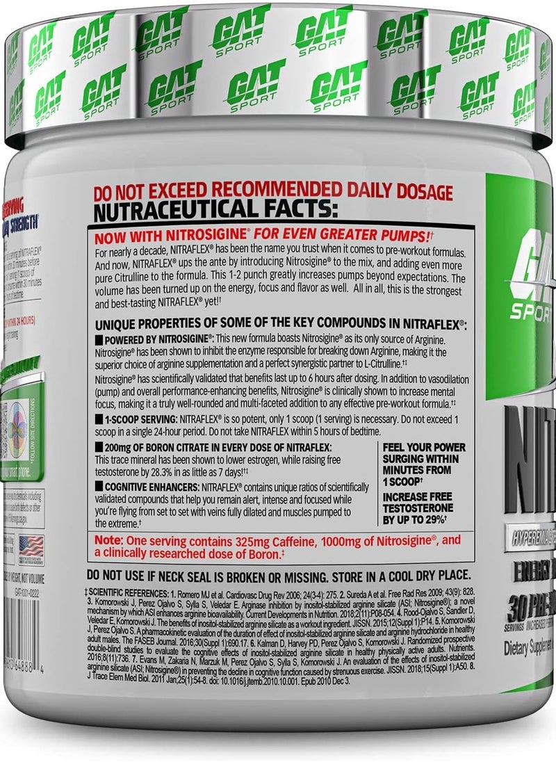 GAT SPORT Nitraflex Pre Workout Green Apple 30  - Image 2