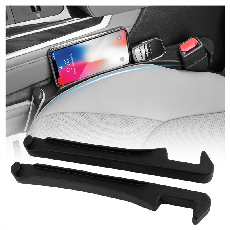 VKQTS 3 in 1 Car Seat Gap Filler Organizer,2PCS Multifunctional Car Seat Gap Plug with Storage Slot & Hook Function,Anti-Drop Cars Gaps Seats Filler Cars Clutter Catcher for SUVs Trucks - Image 1