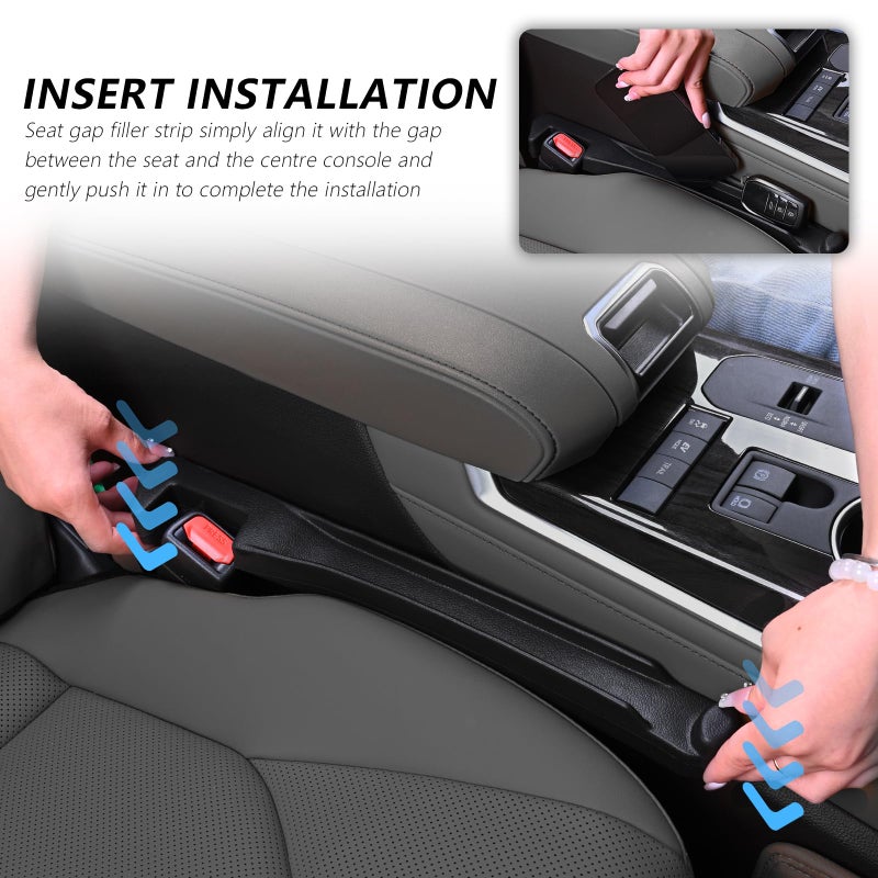 VKQTS 3 in 1 Car Seat Gap Filler Organizer,2PCS Multifunctional Car Seat Gap Plug with Storage Slot & Hook Function,Anti-Drop Cars Gaps Seats Filler Cars Clutter Catcher for SUVs Trucks - Image 4