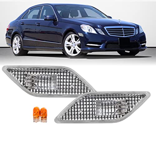 USR UNIQUE STYLE RACING USR 1013 W212 EClass 4D5D Crystal Clear Lens Front Bumper Side Marker Light Assembly Set Left Right Compatible with 20102013 Mercedes Benz 212 E Class 4 Door 5 Door - Image 1