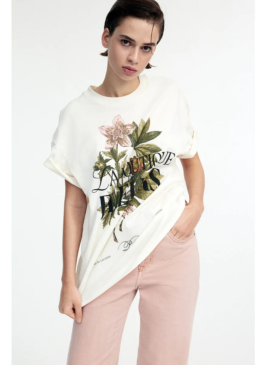 H&M Oversized Motif-Detail T-Shirt