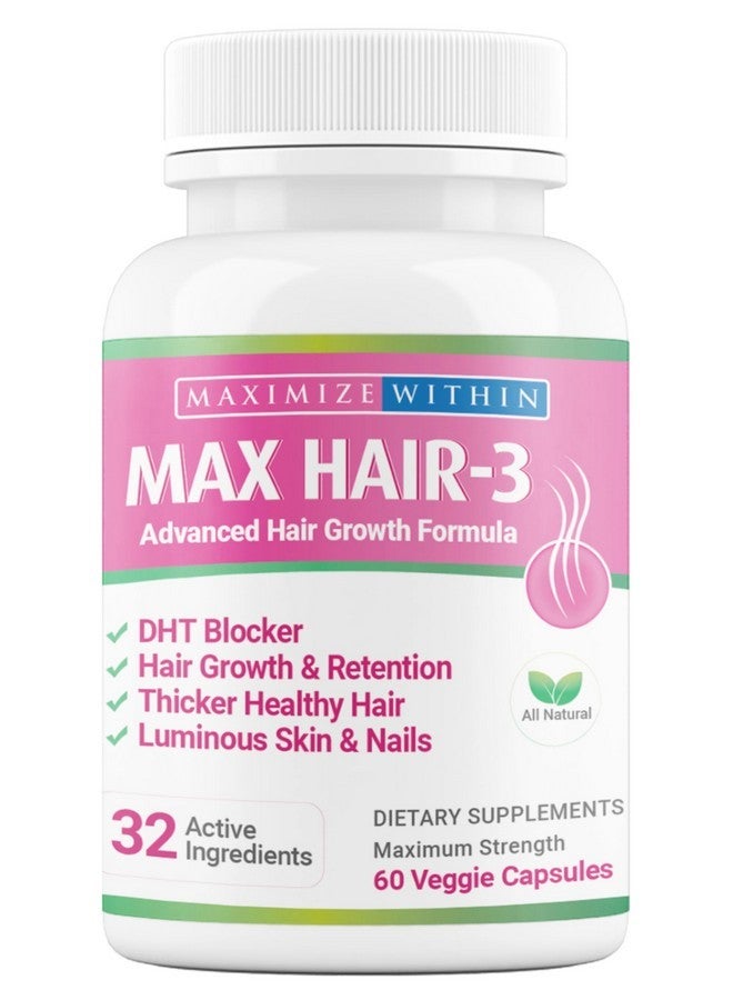 Maximum Slim Max Hair-3 Advanced Hair Growth Formula For Longer, Stronger, Healthier Hair-Scientifically Formulated with Biotin, Keratin, Bamboo, Glowing Skin and Strong Nails - Image 1