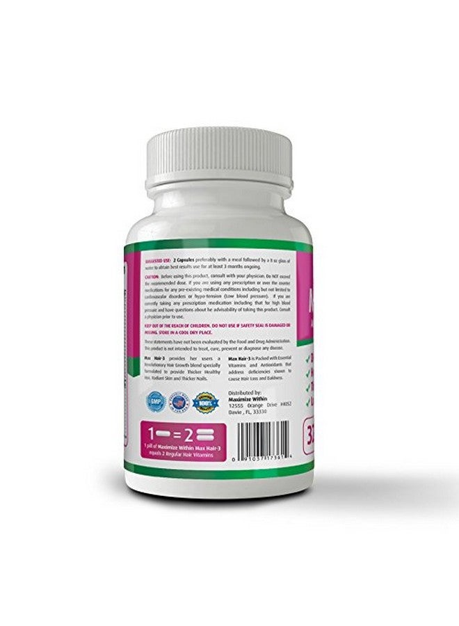 Maximum Slim Max Hair-3 Advanced Hair Growth Formula For Longer, Stronger, Healthier Hair-Scientifically Formulated with Biotin, Keratin, Bamboo, Glowing Skin and Strong Nails - Image 3