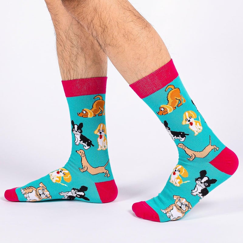 BISOUSOX Mens Dress Socks Funny Fun Colorful Crazy Funky Crew Socks for Men Novelty Happy Cotton Size 9-12 - Image 4