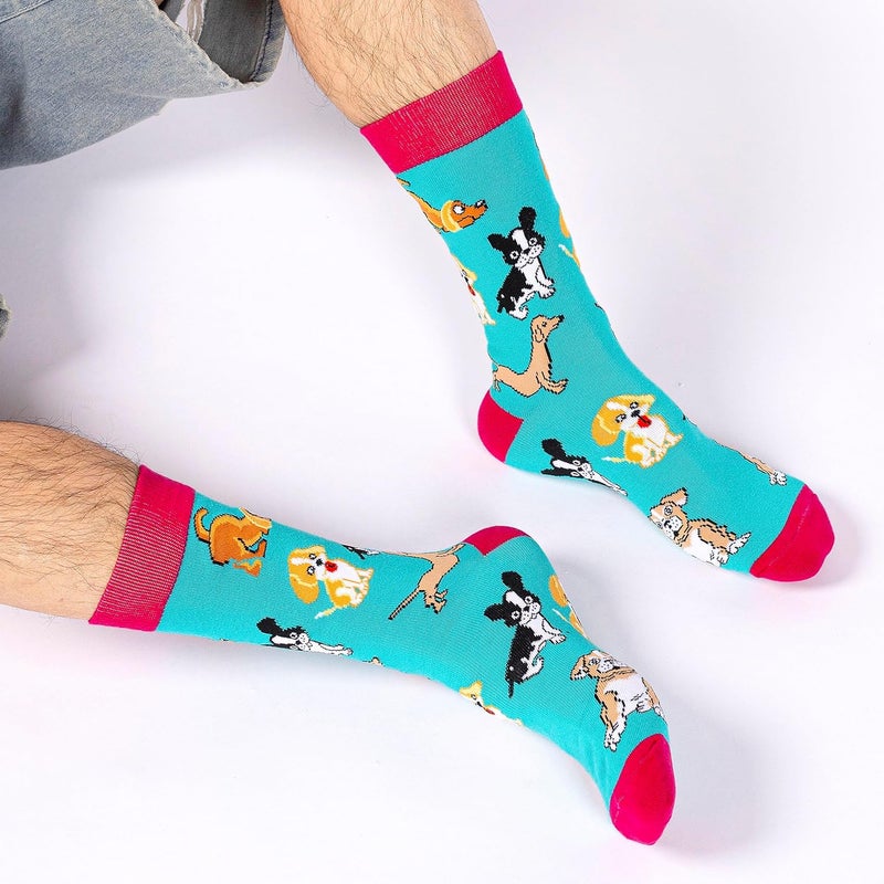 BISOUSOX Mens Dress Socks Funny Fun Colorful Crazy Funky Crew Socks for Men Novelty Happy Cotton Size 9-12 - Image 5