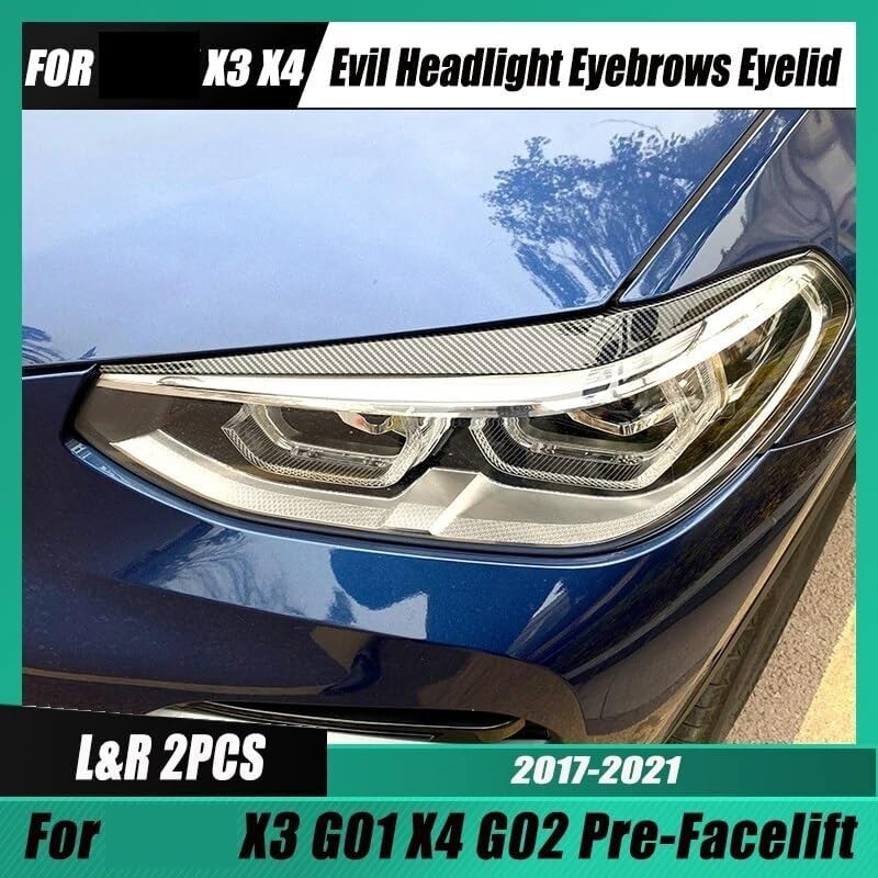 QASULER Carbon Look Headlight Eyebrow Trim for BMW X3/X4 - Image 3