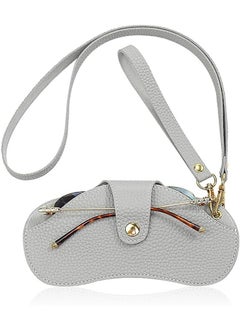 JCB CHIC Soft Leather Sunglasses Bag Eyeglass Case,Portable Slim Travel Sunglasses Pouch,Anti-Stress Sun Glasses Storage Bag with Lanyard,Glasses Protective Case,Spectacle Case  - Image 1