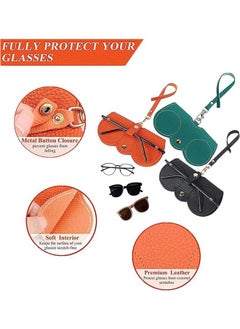 JCB CHIC Soft Leather Sunglasses Bag Eyeglass Case,Portable Slim Travel Sunglasses Pouch,Anti-Stress Sun Glasses Storage Bag with Lanyard,Glasses Protective Case,Spectacle Case  - Image 3