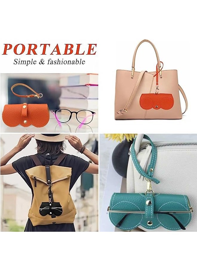 JCB CHIC Soft Leather Sunglasses Bag Eyeglass Case,Portable Slim Travel Sunglasses Pouch,Anti-Stress Sun Glasses Storage Bag with Lanyard,Glasses Protective Case,Spectacle Case  - Image 5