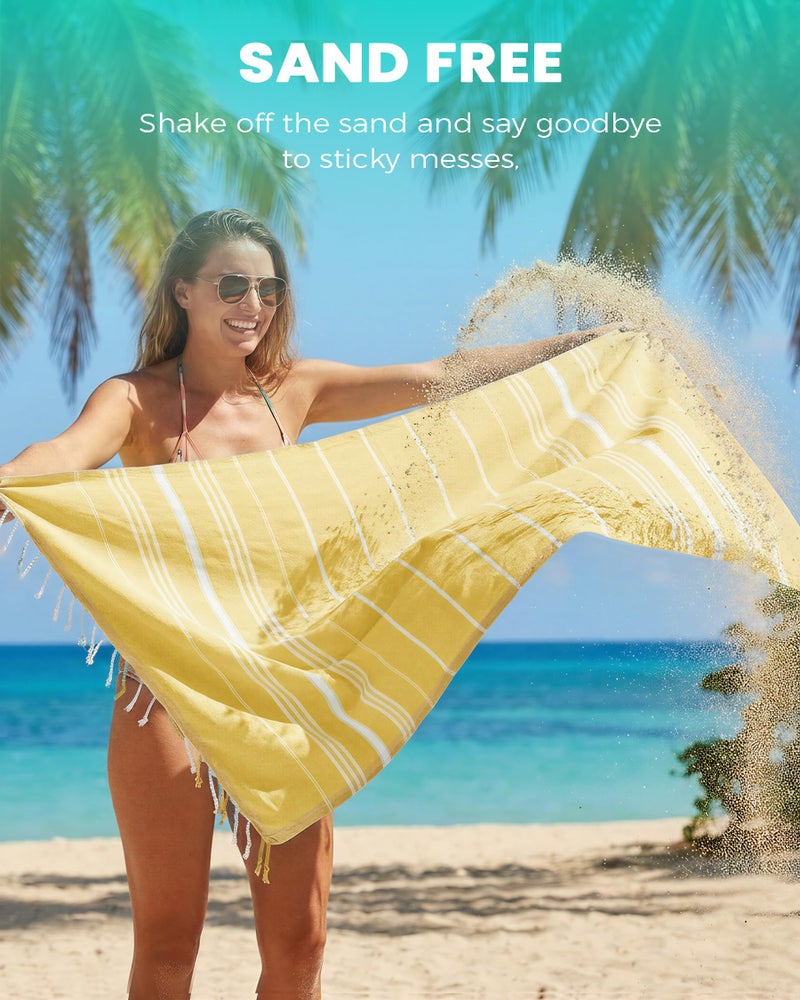 Antfuny Turkish Beach Towels Vacation Essentials Quick Dry Sand Free Soft Absorbent Adult Oversized Bath Pool Swim Long Towel Lightweight Thin Fast Drying Over The Chair Towel Sand Repellent Anti Yellow - Image 3