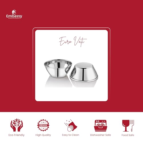 EMBASSY Euro Vati/Curry Bowl, Size 1, 150 ml, 8.9 cms (Pack of 6, Stainless Steel) - Image 2