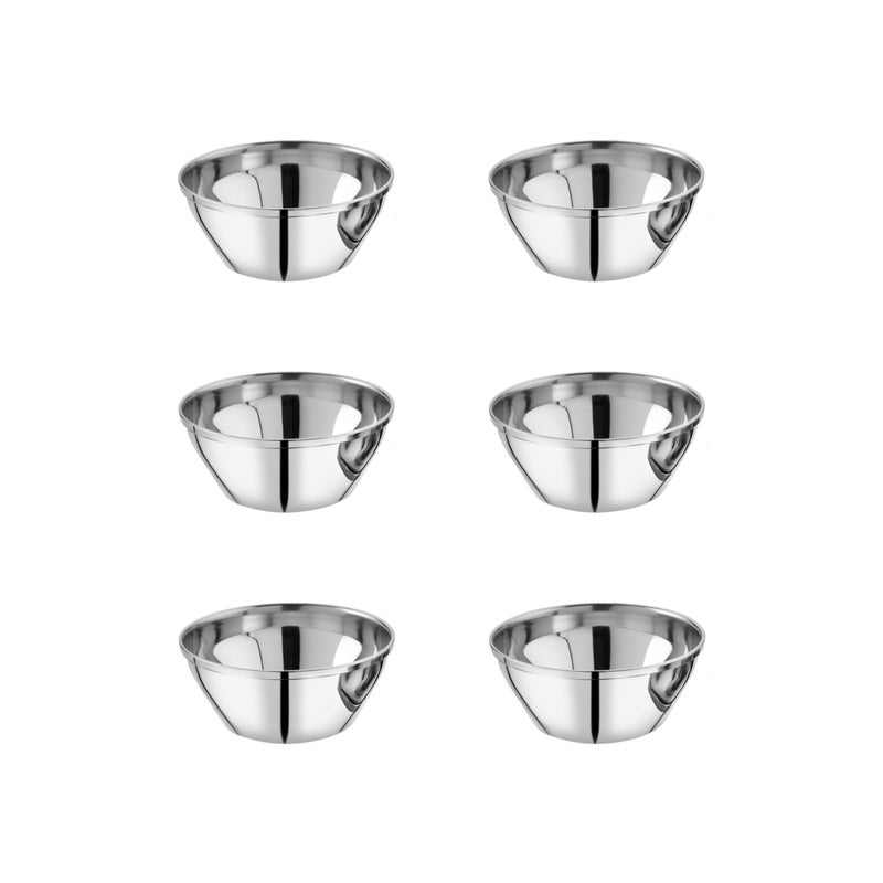 EMBASSY Euro Vati/Curry Bowl, Size 1, 150 ml, 8.9 cms (Pack of 6, Stainless Steel) - Image 4
