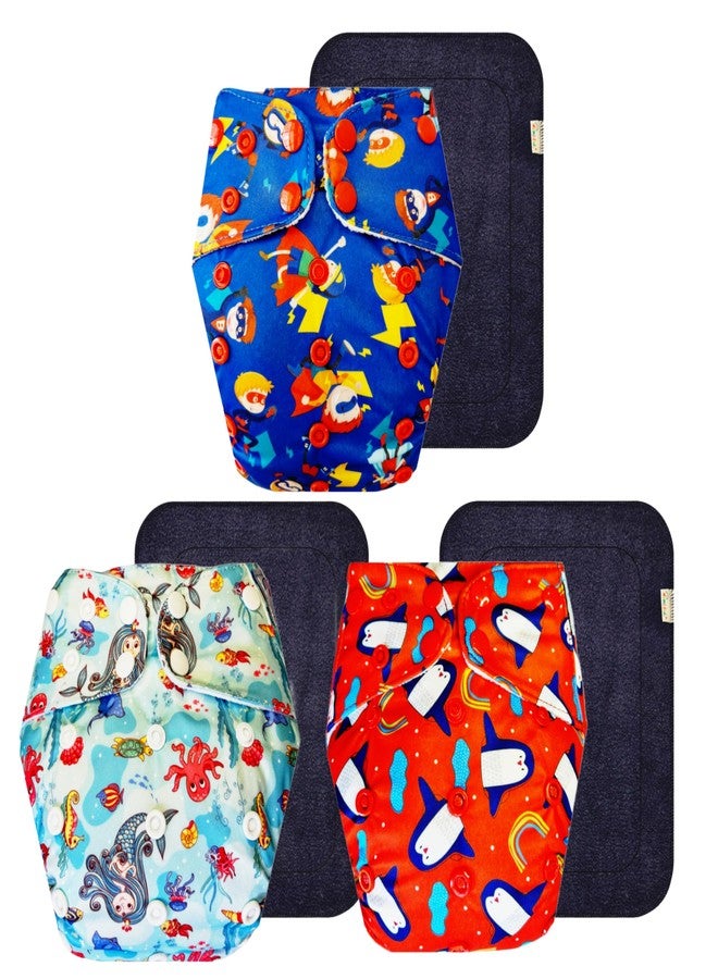 Dumbledo Premium Cloth Diaper with Black Insert (Pack of 3) | Hypoallergenic | Leakproof | Adjustable Snaps | Everyday Diapering Essential | 3 Months - 3 Years | Unisex Baby - Image 1