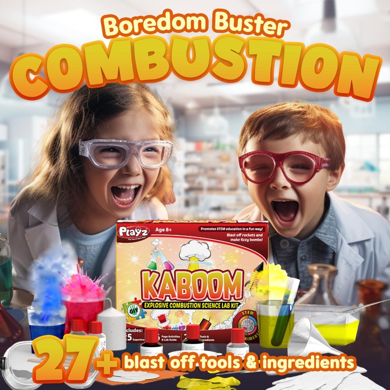 Playz Kaboom! 50+ Explosive Science Experiments Kit for Kids Age 8-12 with 25 Playz Lab Token Experiments - Chemistry Set STEM Learning & Educational Toys & Gifts for Boys, Girls, Teenagers & Kids - Image 3