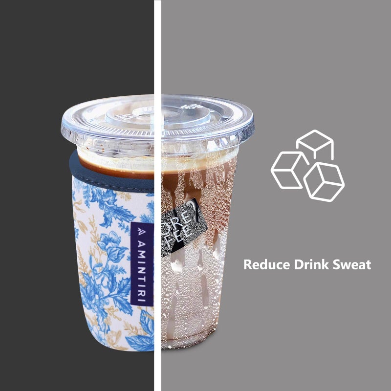 Amintiri 3 Pack Reusable Sleeve for Iced Coffee Cup  Coffee Neoprene Sleeve for Iced&Hot Drinks  Coffee Sleeve Compatible with Starbucks  Dunkin Coffee Cup. (Lilac Daisy) - Image 3