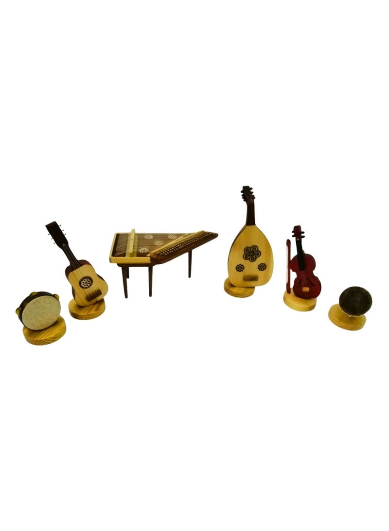 موسيقى الكرز طقم تحف ديكورية يدوية على شكل آلات موسيقية خشبية – 6 قطع فنية للزينة - Image 2