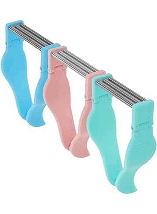 3pcs Facial Hair Remover Spring Epilator for Women Upper Lip Chin with Blue Pink Green Handles - Image 1