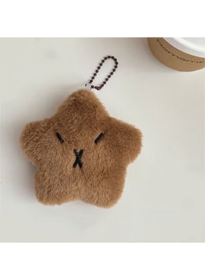 Cute plush star doll keychain accessory for girls (brown capybara star keychain - squeaking)