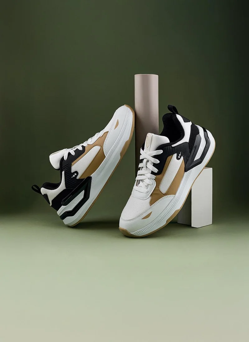 Campus White Men Cove Motion Massage Tech Lace-Up Sneakers-White for Men | Best Price UAE