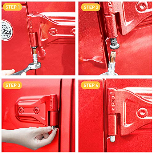Savadicar Door Hinge Pin Guides Stainless Steel Hinges Bolts for 2007-2022 Jeep Wrangler JK JL & Gladiator JT 2/4-Door ( 8 Pcs ) - Image 4