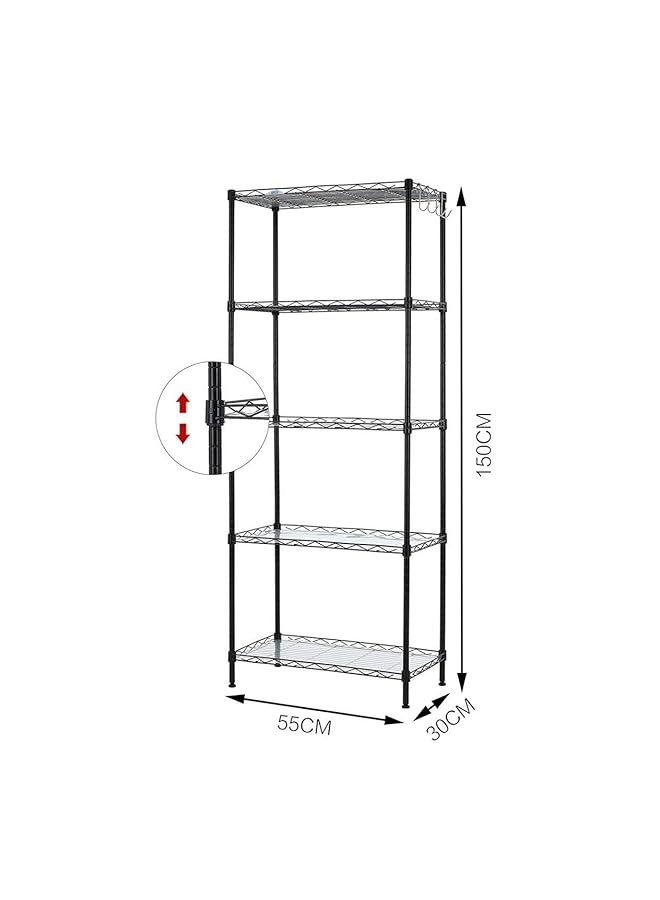 مومو بير رفوف سلكية مكونة من 5 طبقات لتخزين الحمام ووحدة تخزين المطبخ المعدنية المكونة من 5 رفوف - Image 2