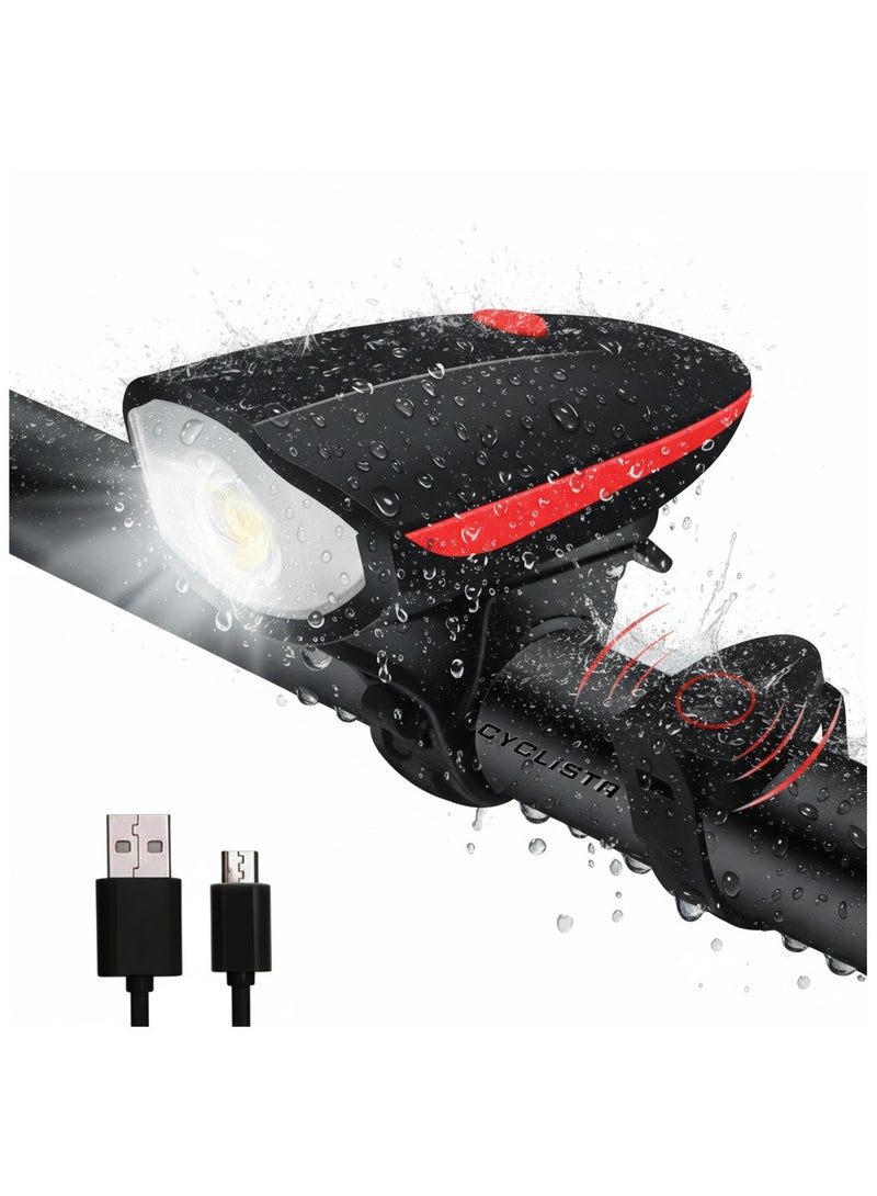 سيكليستا ضوء أمامي للدراجة قابل لإعادة الشحن عبر يو اس بي مع أصوات متعددة احمر - Image 1