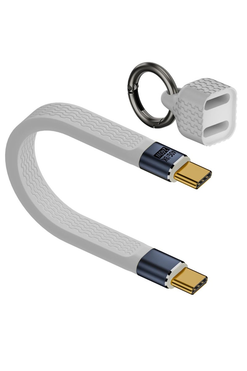 Mini Keychain USB C Cable,PD 3.1 240W Fast Charging & 40Gbps Data Transfer Portable Type C Cord for Carabiner for Phone, Mobile Power,Laptop (White) - Image 1