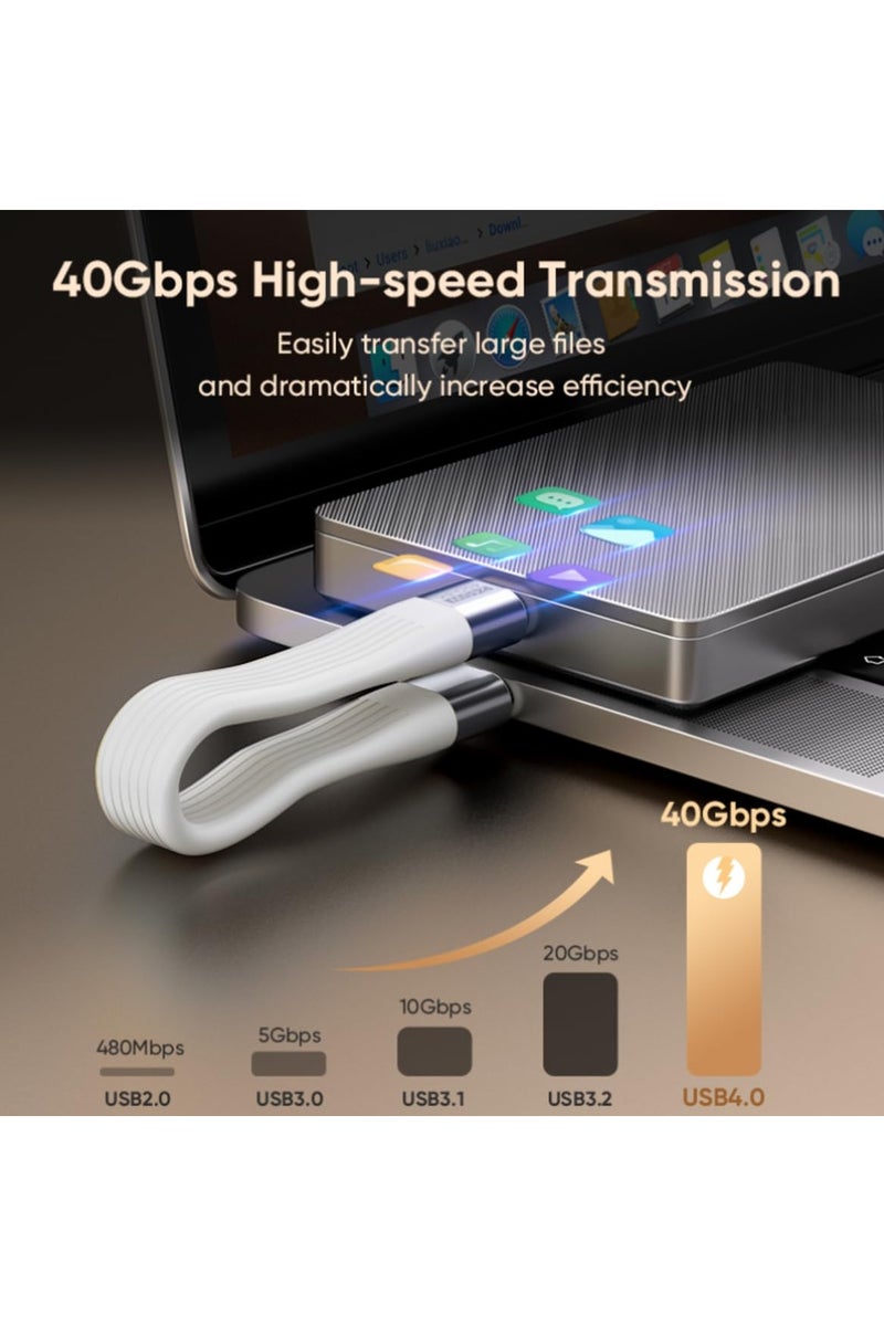 Mini Keychain USB C Cable,PD 3.1 240W Fast Charging & 40Gbps Data Transfer Portable Type C Cord for Carabiner for Phone, Mobile Power,Laptop (White) - Image 3