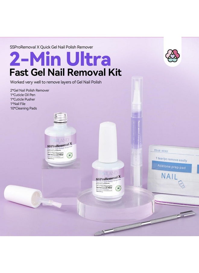 Saviland - SAVILAND Gel Nail Polish Remover Kit: 2-Min Fast SSProRemoval X Gel Polish Remover Castor Oil & VE Gel Remover with Cuticle Oil Pen Pusher Nail File for Builder Acrylic Dip Powder Less-Damaging Salon - Image 1