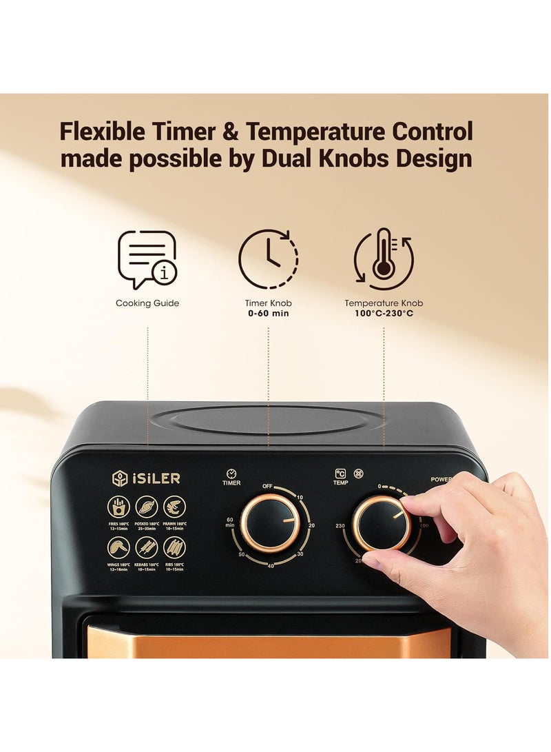 Hoffman's Appliance مقلاة هوائية من هوفمانس 12 لتر ، وشواية محمصة فرن كهربائي، شواية حرارية 12 لتر للمنزل، تقنية دوران 360 درجة، خبز، تحميص، خبز محمص، تذويب، 2000 واط، أسود - Image 3