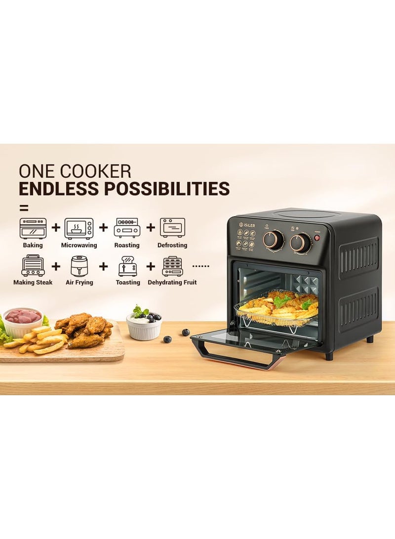 Hoffman's Appliance مقلاة هوائية من هوفمانس 12 لتر ، وشواية محمصة فرن كهربائي، شواية حرارية 12 لتر للمنزل، تقنية دوران 360 درجة، خبز، تحميص، خبز محمص، تذويب، 2000 واط، أسود - Image 4
