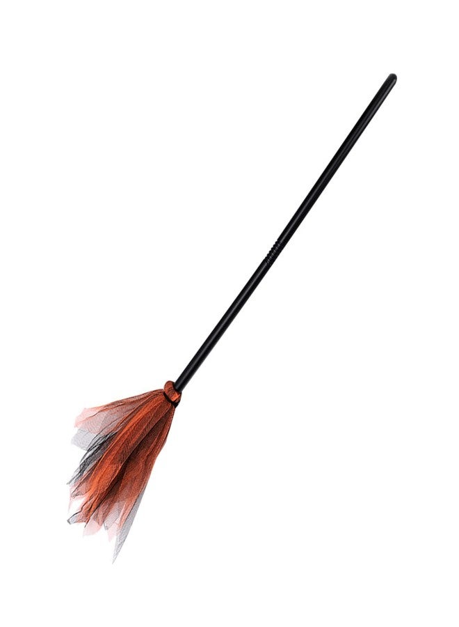Dzrige Halloween Witch Broom Wizard Broomstick Kids Tulle Gauze Flying Broomstick for Halloween Costume Haunted House Decoration, Masquerade Cosplay Costume Accessories Props, 35.4 Inch (Orange) - Image 1
