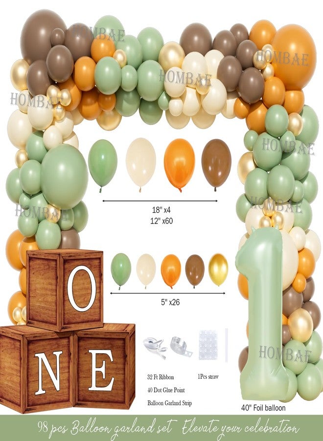 Hombae Woodland 1st Birthday Decorations, 106 PCs - Forest Animal First Birthday Party Supplies with Wild One Backdrop, Balloon Garland, Tablecloth, Cake Topper - Image 3