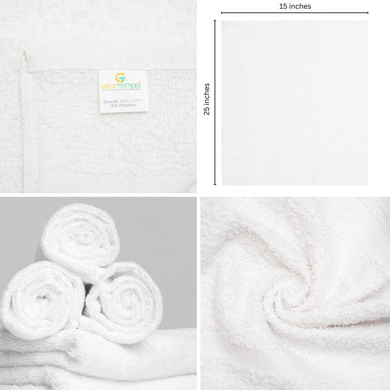 GOLD TEXTILES Bulk Pack 60 Pcs (5 Dozen) White Economy 15x25 Inches Basic Hand Towel - 2.25 lb/dz - Image 3