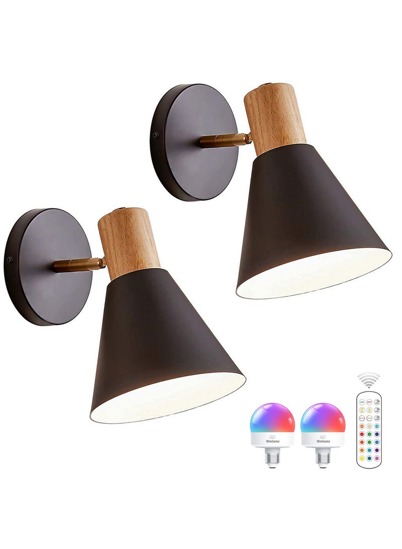 Wmlamz 2pcs Battery Operated White Wall Lights With Remote, Non Hardwired Study Porch Stair Bedroom Lamps - Image 1