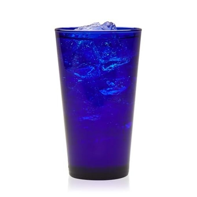 Libbey Cobalt Blue Drinking Glasses, Classic Design Flare Tumbler Glasses Set of 8, Dishwasher Safe Glass Drinking Glasses for Beverages