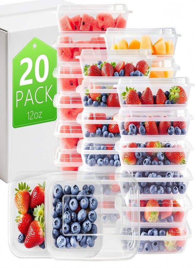 NutriBox مجموعة نوتريبوكس من 20 علبة شفافة لتحضير الوجبات، سعة 12 أونصة، قابلة لإعادة الاستخدام مع أغطية - خالية من مادة BPA، آمنة للاستخدام في الميكروويف، علبة غداء بينتو مع أغطية - مانعة للتسرب، آمنة للاستخدام في غسالة الصحون والفريزر - Image 1