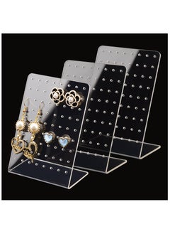 Acrylic Jewelry Display Rack, 3 Pcs 72 Holes Earring Holders L-Shaped Earrings Ear Studs Display Stands Jewelry Showcase Earring Stand Organizer Jewelry Display for Retail Show Personal, Clear Style