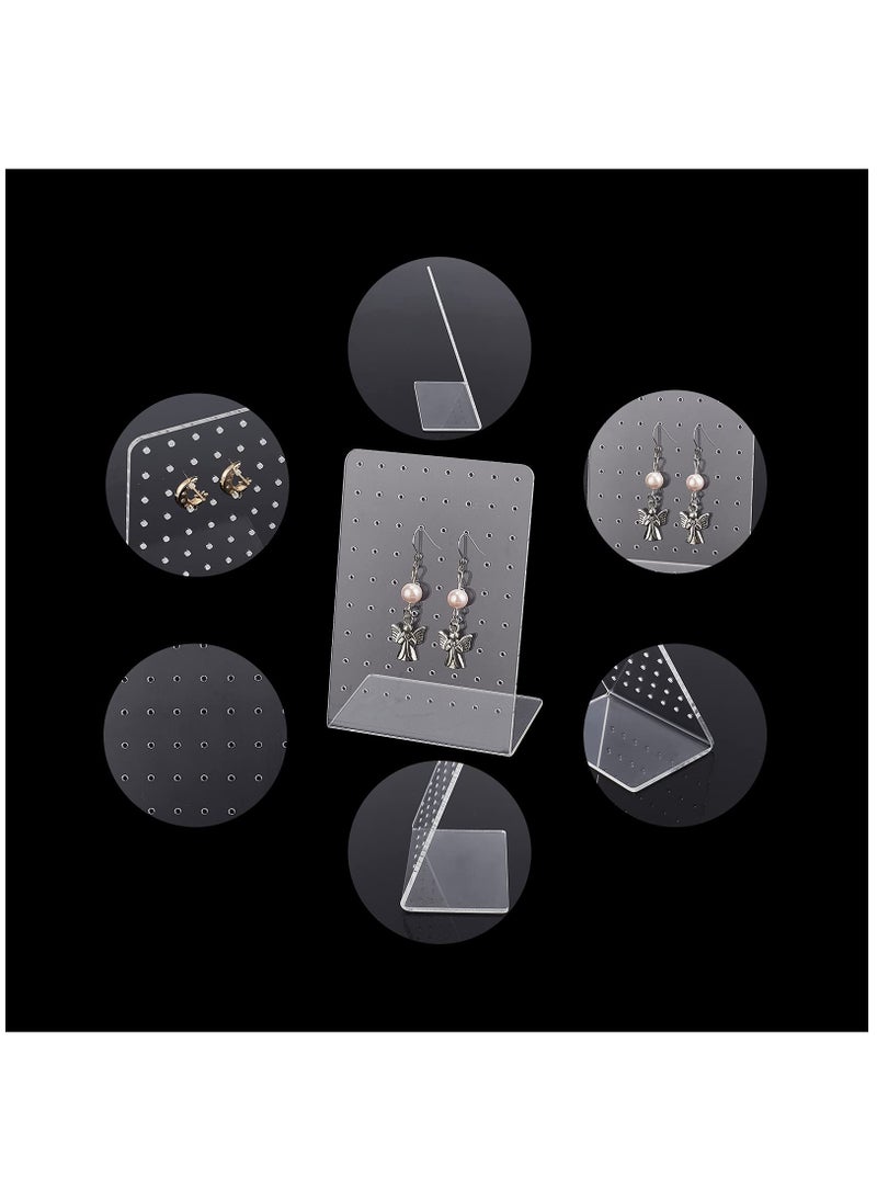 KASTWAVE - Acrylic Jewelry Display Rack, 3 Pcs 72 Holes Earring Holders L-Shaped Earrings Ear Studs Display Stands Jewelry Showcase Earring Stand Organizer Jewelry Display for Retail Show Personal, Clear Style - Image 1